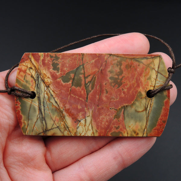 Red Creek Jasper Pendant Cherry Creek Jasper Pendant Multicolor Picasso Jasper Natural Stone Pendant Two Hole Drilled Pendant P1422