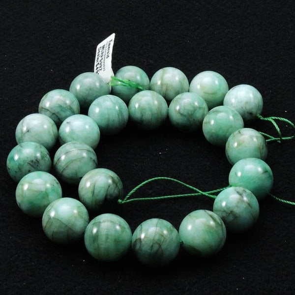 Timeless Genuine Real Natural Emerald Round 18mm Beads Large Classic Greem Emerald Gemstone Beads Full 16" Strand