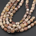 Natural Zebra Jasper Nuggets Chunky Large Rectangle Square Beads Smooth Tumbled Cube Chunky Brown Beige Beads 16" Strand
