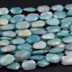 Natural Amazonite Faceted Rectangle Rectangular Bead Slab Cushion Nugget Multi Color Amazonite Beads Focal Beads 16" Strand