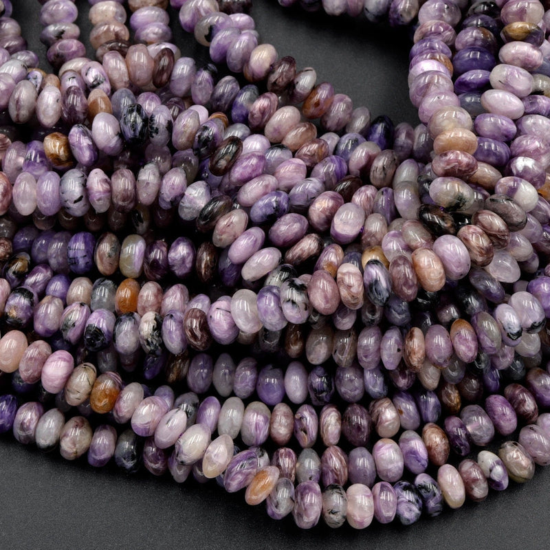 Natural Charorite Rondelle Beads High Quality Purple Russian Charoite 6mm Rondelle beads Natural Purple Gemstone 16" Strand