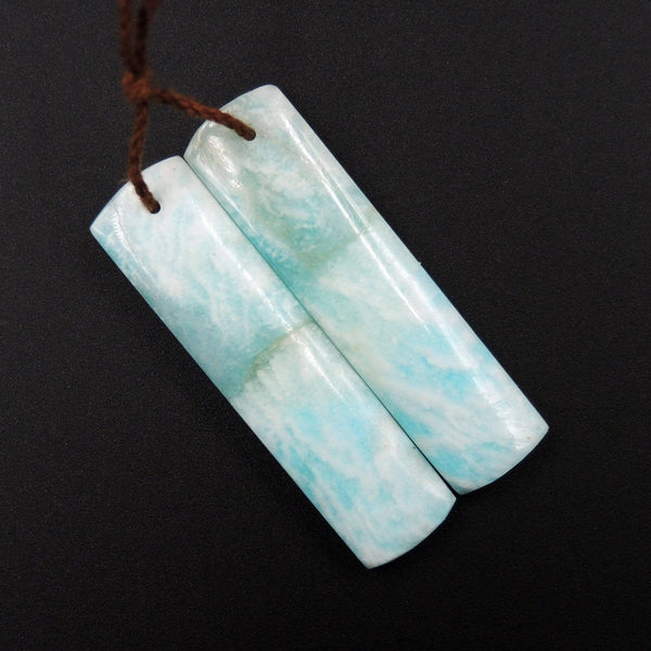 Natural Madagascar Amazonite Earring Pair Rectangle Cabochon Cab Pair Drilled Matched Earrings Bead Pair E1821
