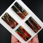 Undrilled Natural Red Creek Jasper Stone Cabochon Rectangle Matched Earring Pair Cab Picasso Jasper Cherry Creek Jasper Cabochon Set C326
