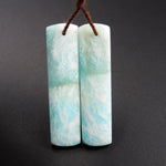 Natural Madagascar Amazonite Earring Pair Rectangle Cabochon Cab Pair Drilled Matched Earrings Bead Pair E1821
