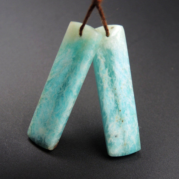 Natural Madagascar Amazonite Earring Pair Rectangle Cabochon Cab Pair Drilled Matched Earrings Bead Pair E1829