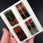 Undrilled Natural Red Creek Jasper Stone Cabochon Rectangle Matched Earring Pair Cab Picasso Jasper Cherry Creek Jasper Cabochon Set C324