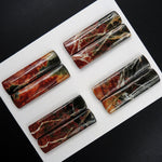 Undrilled Natural Red Creek Jasper Stone Cabochon Rectangle Matched Earring Pair Cab Picasso Jasper Cherry Creek Jasper Cabochon Set C326