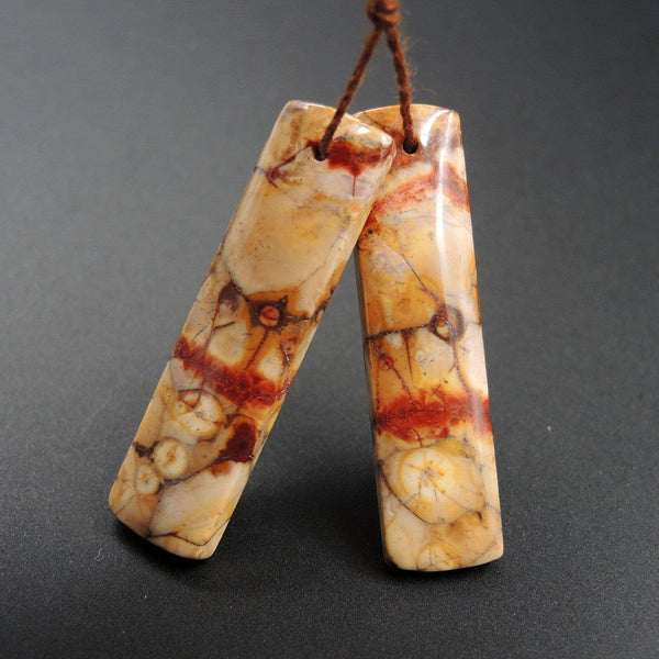 Natural Bird's Eye Rhyolite Earring Pair Rectangle Cabochon Cab Pair Drilled Matched Earrings Bead Pair Natural Stone E1791