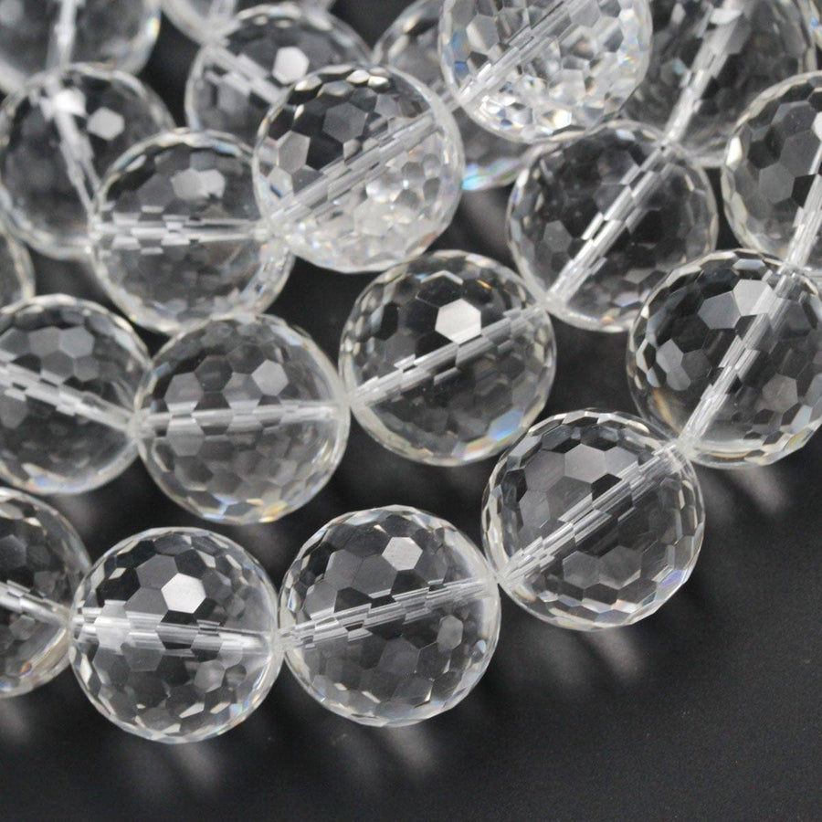 Real Genuine Natural Rock Crystal Quartz Faceted 20mm Round Smooth High Polish Super Clear AAA Quality Gemstone Large Round Beads 16" Strand