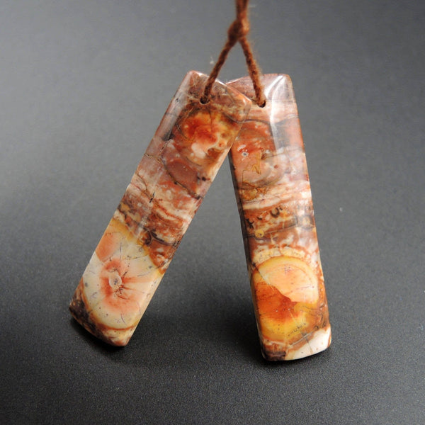 Natural Bird's Eye Rhyolite Earring Pair Rectangle Cabochon Cab Pair Drilled Matched Earrings Bead Pair Natural Stone E1790