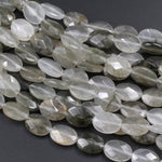 Natural Brazilian Quartz Beads Faceted Oval 18mm x 13mm Puffy Clear Green Quartz Earthy Organic Natural Crystal 16" Strand