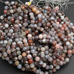 Lantern Faceted Natural Botswana Agate 10mm Round Beads Sparkling Dazzling Facets Superior A Grade Good For Earring Pair Beads 16" Strand