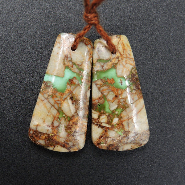 Natural Turquoise From Royston Nevada Cabochon Cab Pair Drilled Matched Earrings Bead Pair E1750
