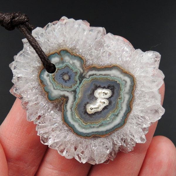 Amethyst Stalactite Flower Pendant Drilled Stalactite Slice Freeform Irregular Natural Stone Pendant P2039