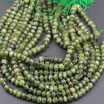 Chunky Natural Green Garnet Thick Rondelle Wheel Disc Short Cylinder Beads High Quality Juicy Green Gemtone Beads 16" Strand