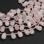 Natural Pink Rose Quartz Small Teardrop 8mm Beads Natural Pink Gemstone Good For Earrings Matched Pink Drop Pair 16" Strand