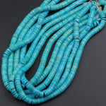 Genuine 100% Natural Turquoise Heishi Beads Thin Rondelle Disc Wheel Real Genuine Blue Green Turquoise Beads Center Drilled 8mm 16" Strand