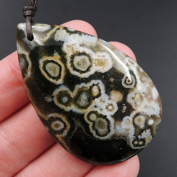 Ocean Jasper Pendant Teardrop Pendant Green Yellow White Cabochon Cab Front Drilled Natural Stone Pendant Bead P2000