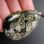 Ocean Jasper Pendant Teardrop Pendant Green Yellow White Cabochon Cab Front Drilled Natural Stone Pendant Bead P2000