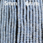 Natural Blue Lace Agate 5mm x 3mm Rondelle Beads,  6mm x 4mm Rondelle Beads 16" Strand