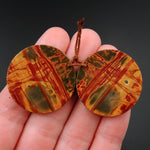 Red Creek Jasper Earring Pair Flat Circle Cabochon Cab Pair Drilled Matched Earrings Natural Stone Bead Pair E2798