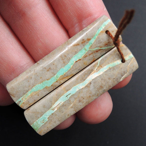 Natural Turquoise From Royston Nevada Cabochon Cab Pair Drilled Matched Earrings Bead Pair E3269