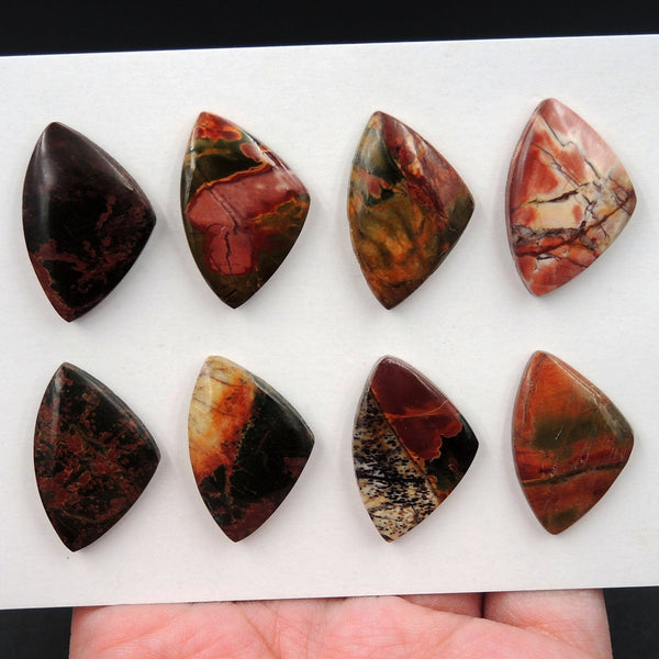 Undrilled Natural Red Creek Jasper Stone Cabochon Set Freeform Irregular Cab Picasso Jasper Cherry Creek Jasper Cabochon Set C278