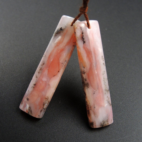 Pink Opal Earring Pair Rectangle Cabochon Cab Pair Drilled Matched Earrings Natural Bead Pair E2745