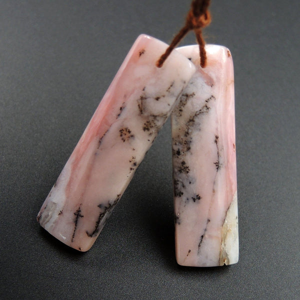 Pink Opal Earring Pair Rectangle Cabochon Cab Pair Drilled Matched Earrings Natural Bead Pair E2750