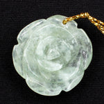 Hand Carved Natural Green Aquamarine Rose Flower Pendant Real Genuine Green Aquamarine Beryl Gemstone Bead