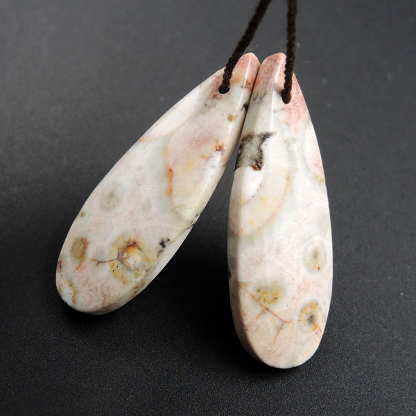 Natural Galaxy Jasper Earring Pair Teardrop Cabochon Cab Pair Drilled Matched Earrings Bead Pair Natural Stone E2728