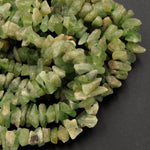 Natural Rough Peridot Beads Raw Peridot Thick Chip Nuggets Semi Polished Chunky Green Gemstone Organic Hand Hammered Nugget Full 18" Strand