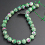 Large Faceted Natural Ruby Fuchsite Ruby Fuschite Round Beads 14mm Faceted Beads Real Genuine Red Ruby Green Fuchsite Gemstone 16" Strand