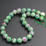 Large Faceted Natural Ruby Fuchsite Ruby Fuschite Round Beads 14mm Faceted Beads Real Genuine Red Ruby Green Fuchsite Gemstone 16" Strand