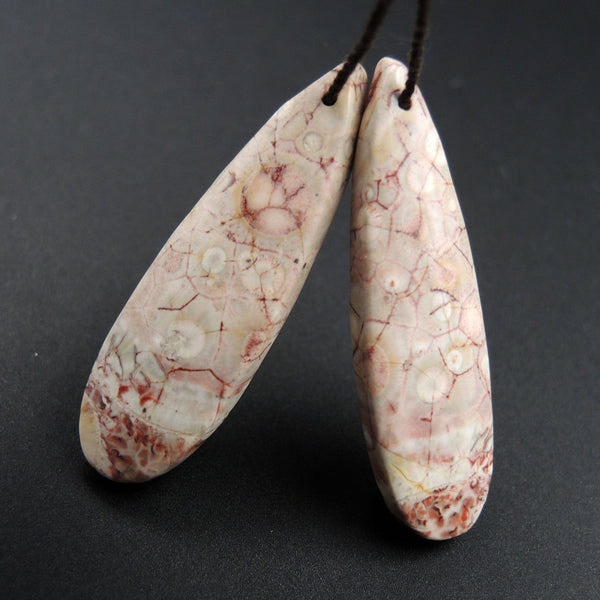 Natural Galaxy Jasper Earring Pair Teardrop Cabochon Cab Pair Drilled Matched Earrings Bead Pair Natural Stone E2718