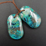 Natural Parrot Wing Chrysocolla Earring Pair Drilled Freeform Earring Pair E1718