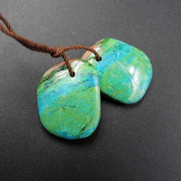 Natural Parrot Wing Chrysocolla Earring Pair Drilled Freeform Earring Pair E1707