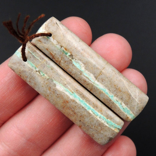 Natural Turquoise From Royston Nevada Cabochon Cab Pair Drilled Matched Earrings Bead Pair E3267