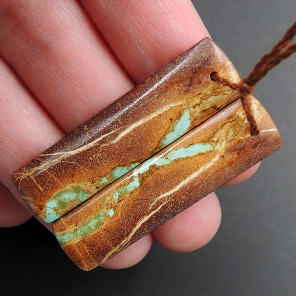 Natural Turquoise From Royston Nevada Cabochon Cab Pair Drilled Matched Earrings Bead Pair E3265