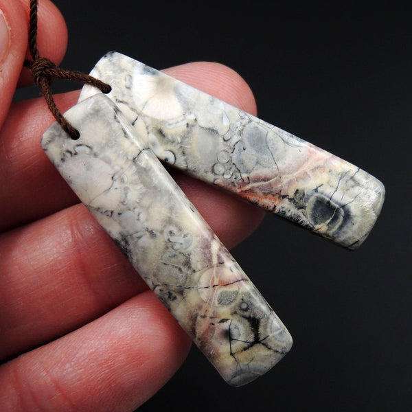 Natural Galaxy Jasper Earring Pair Rectangle Cabochon Cab Pair Drilled Matched Earrings Bead Pair Natural Stone E2671