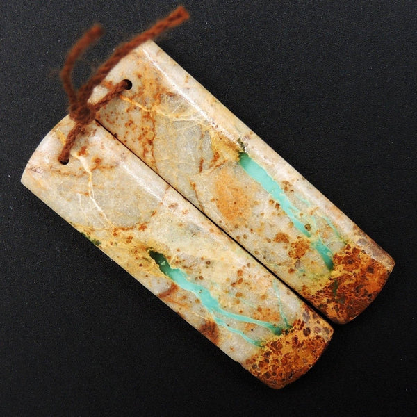 Natural Turquoise From Royston Nevada Cabochon Cab Pair Drilled Matched Earrings Bead Pair E3266