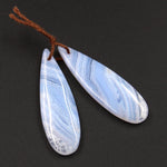 Drilled Natural Blue Lace Agate Earring Pair Gemstone Earring Cabochon Cab Pair Long Teardrop Matched Icy Crystal Texture Bead Real Gemstone