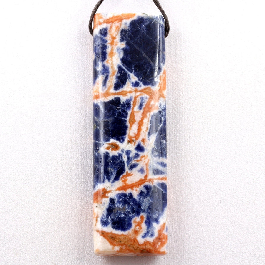 Orange Sodalite Pendant Drilled Rectangle Natural Stone Pendant Side Drilled Long Multi Color Vibrant Blue Orange Sodalite Gemstone Bead