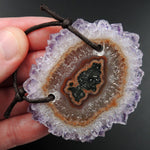 Large 2 Hole Pendant Amethyst Stalactite Flower Pendant Drilled Stalactite Cabochon Natural Gemstone Pendant Bead Good For Leather P1983