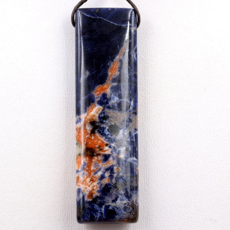Orange Sodalite Pendant Drilled Rectangle Natural Stone Pendant Side Drilled Long Multi Color Vibrant Blue Orange Sodalite Gemstone Bead