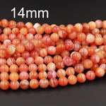 Rare Natural Fiery Orange Red Botswana Agate Round Beads Large 14mm Round beads 16mm Round Beads 16" Strand