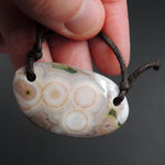 Ocean Jasper Pendant Natural Ocean Jasper Pendant Yellow Orange White Grey Green Drilled Two Hole Pendant P1382
