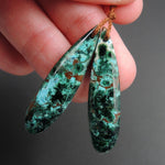 Chrysocolla Malachite Earring Pair Teardrop Cabochon Cab Pair Drilled Matched Earrings Natural Stone Bead Pair E2650