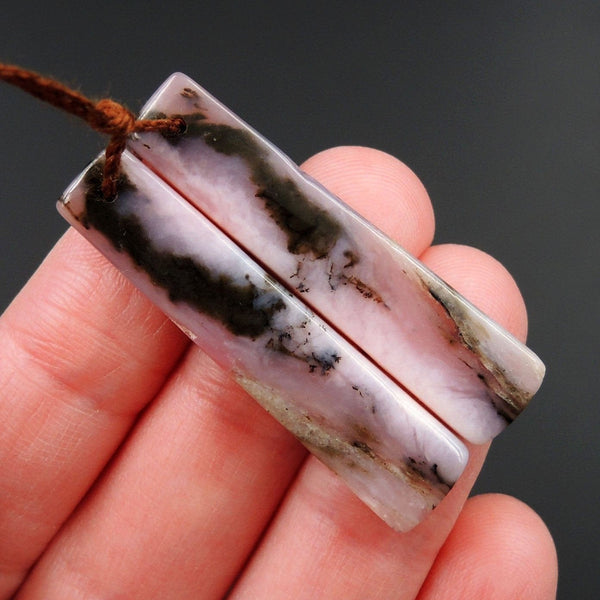 Pink Opal Earring Pair Rectangle Cabochon Cab Pair Drilled Matched Earrings Natural Bead Pair E2641