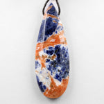 Natural Orange Sodalite Pendant Top Side Drilled Long Teardrop Bead Striking Vibrant Orange Blue Colors